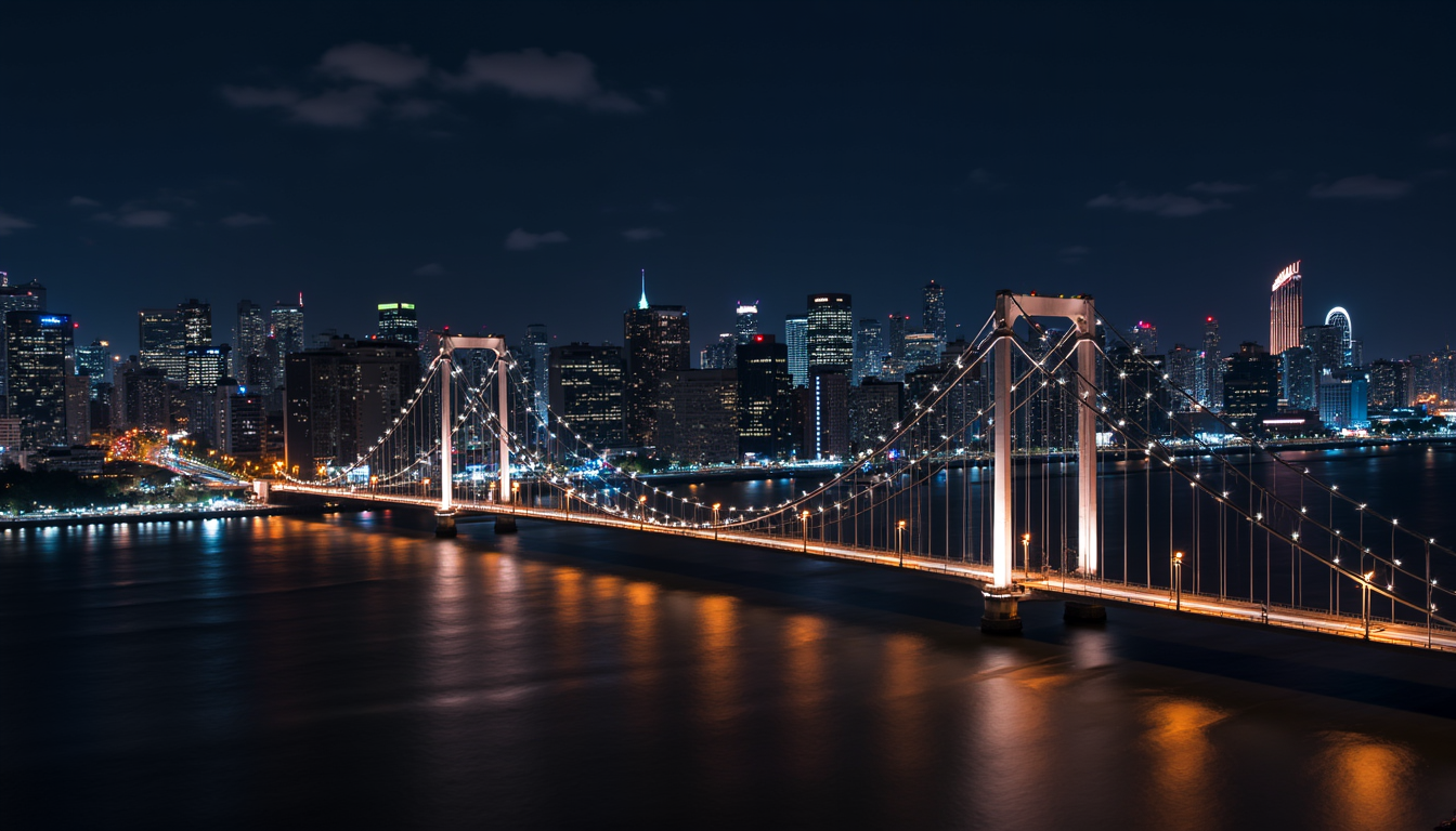 Bridge City Night Lights Urban Travel Visit 4k Uhd