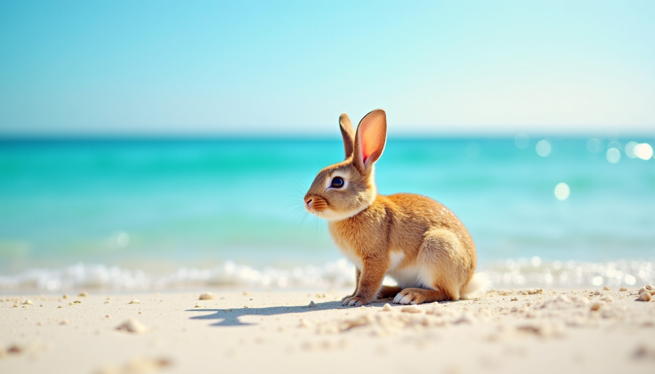 Bunny Summer Vacation Beach Sea Relaxing 4k Uhd Wa